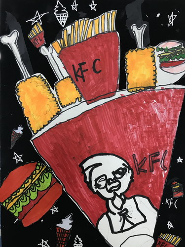 肯德基全家桶儿童插画