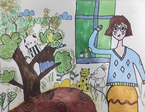 春天你好！二年级绘画