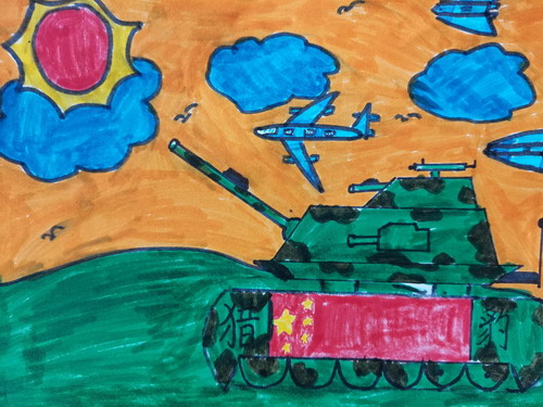 想象中的坦克绘画作品