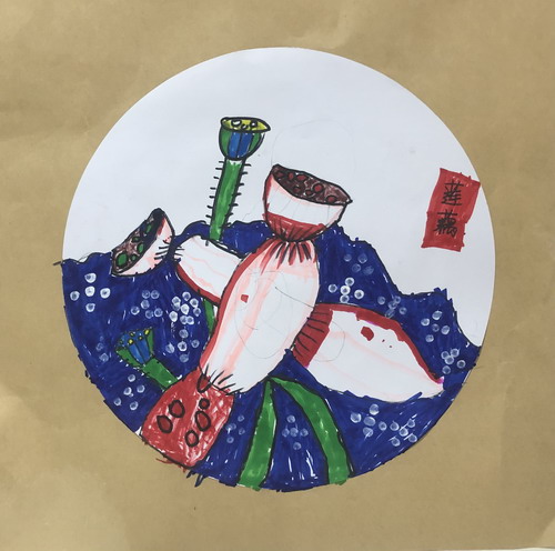 莲藕儿童画图片