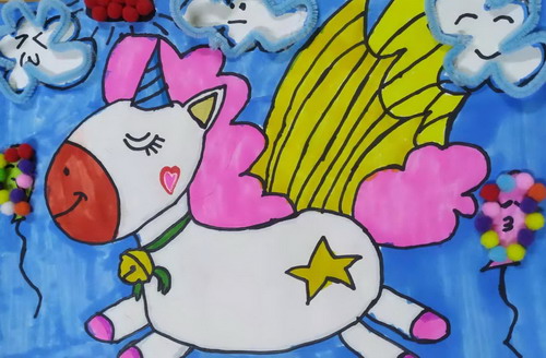 追梦的独角兽绘画作品