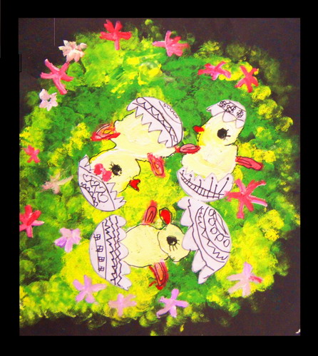 快乐的小鸡儿童画一等奖