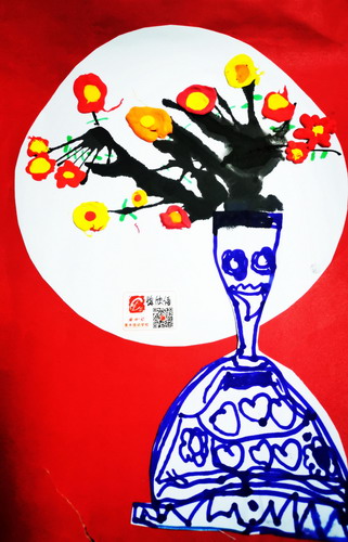 梅花小学生绘画