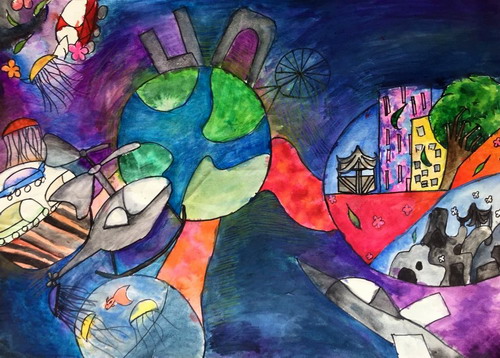 夜苏州绘画作品