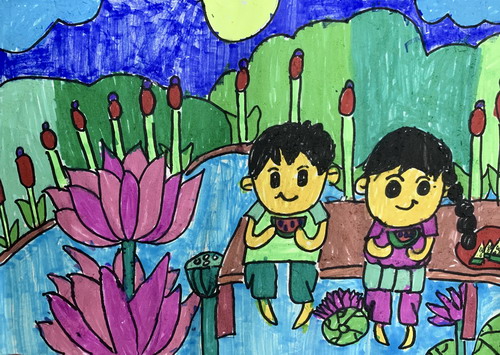 夏日吃西瓜创意画获奖