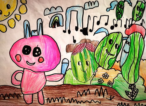 歌唱的西瓜兄弟画简单又漂亮