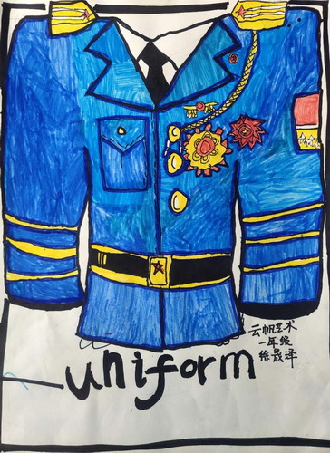 军装幼儿园绘画