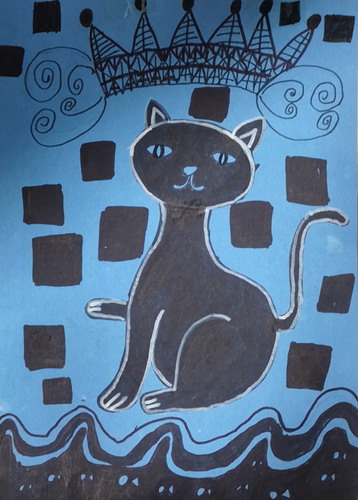 小黑猫绘画作品