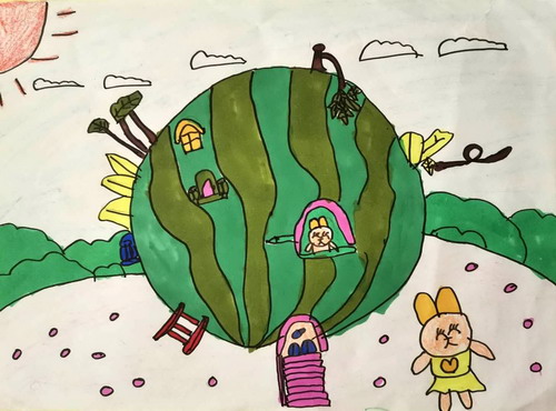 西瓜小屋手绘插画