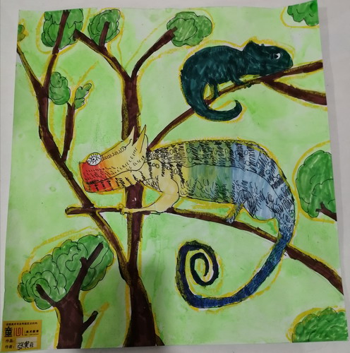 变色龙写生创意画简单好看