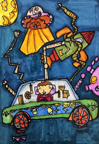 太空车手绘画简单好看