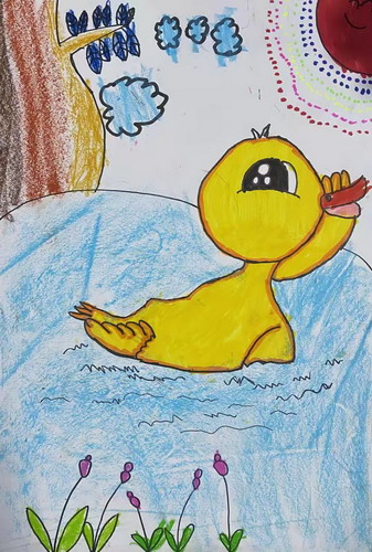 小黄鸭手绘插画