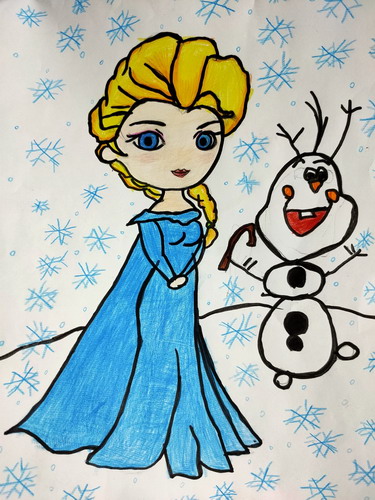 艾莎公主儿童绘画