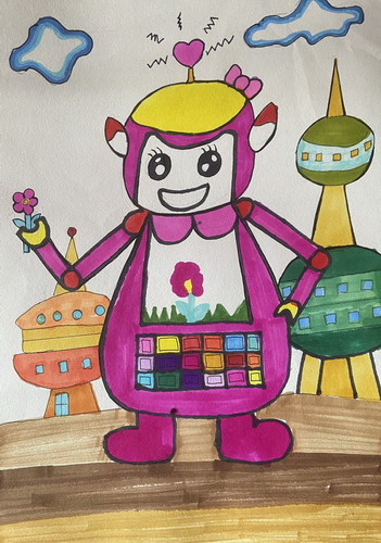 花卉机器人儿童画一等奖