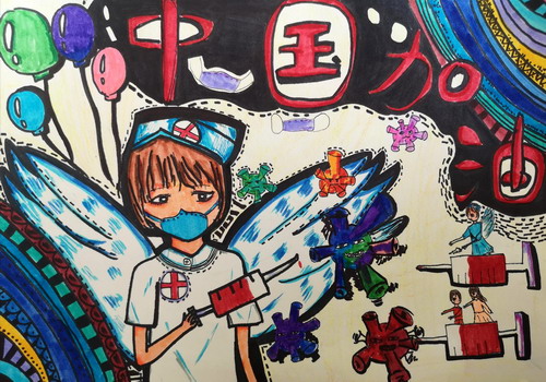中国加油，白衣天使加油儿童绘画获奖