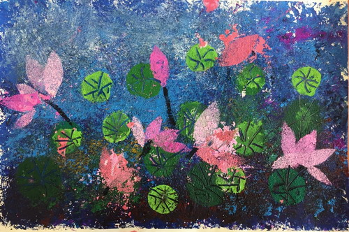 “荷”谐之美小学生绘画