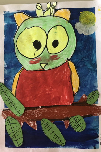 夜晚猫头鹰绘画图片