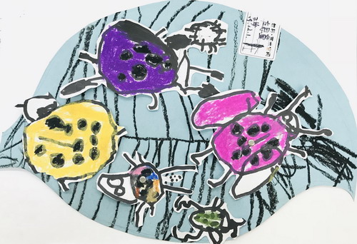 虫虫在叶子上创意画