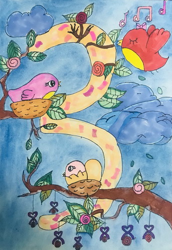 可爱的数字“3”创意画一等奖