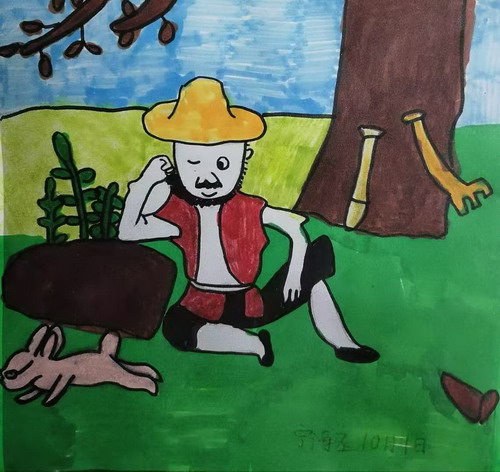 守株待兔儿童画获奖