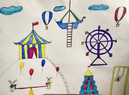 游乐场手绘画图片