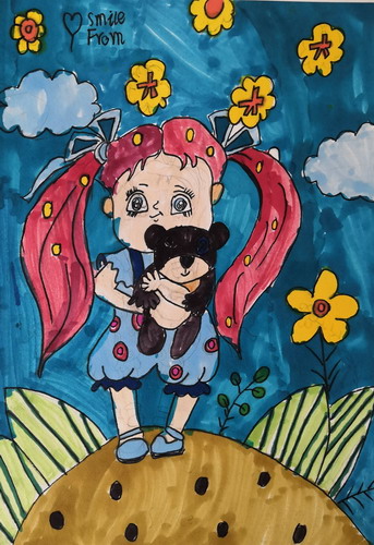 小女孩和洋娃娃小能绘画漂亮