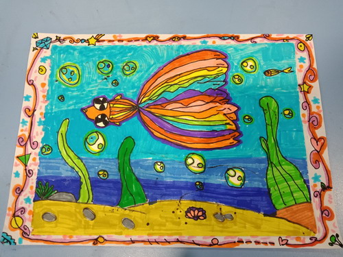 彩虹鱼儿童画创意