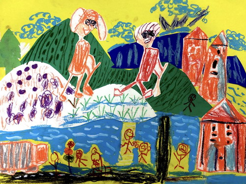 乡村小景儿童画图片