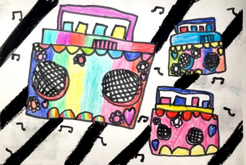 收音机 儿童画一等奖