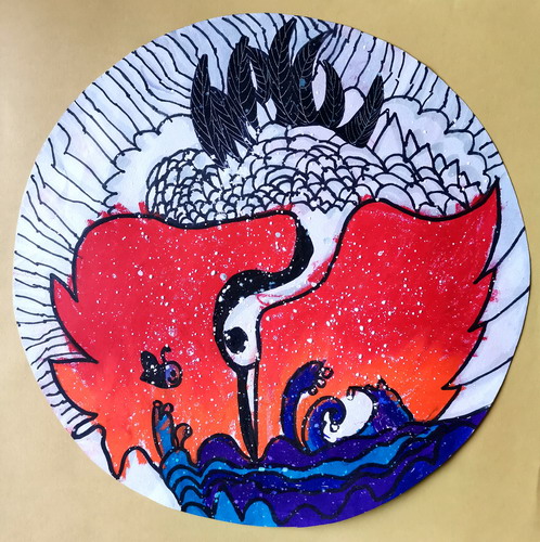 美丽的仙鹤创意画简单好看