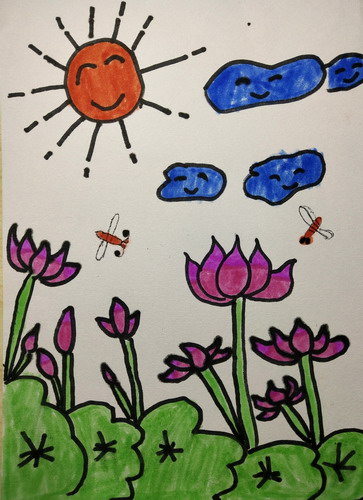 美丽的夏天儿童画图片