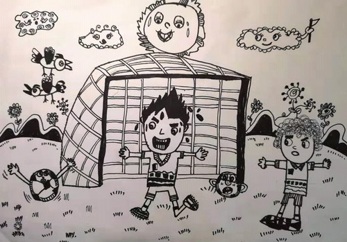 足球小将绘画图片