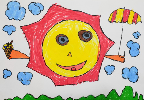 度假的太阳幼儿园绘画