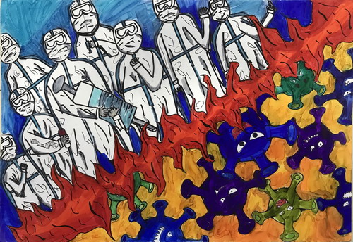 战火熊熊手绘画