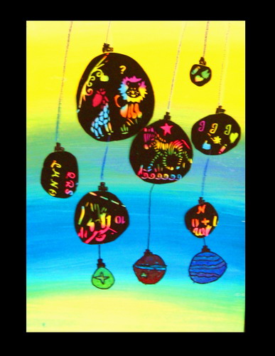 七彩灯球手绘画图片