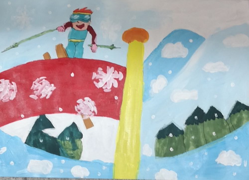 滑雪创意画