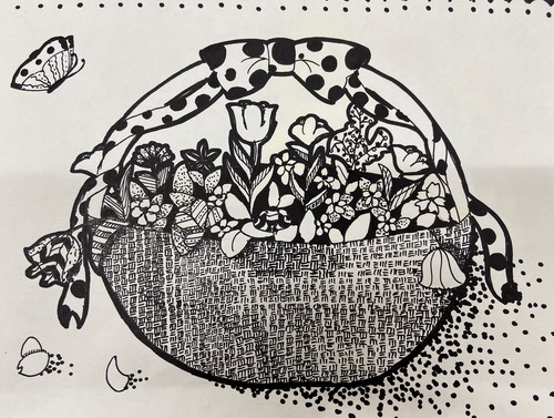 花篮儿童绘画简单