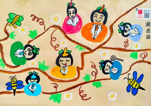 藤上的葫芦娃画画简单