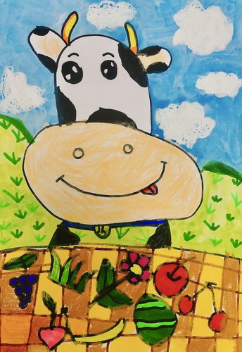 小奶牛手绘画简单好看