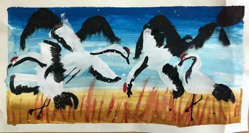 丹顶鹤手绘画一等奖