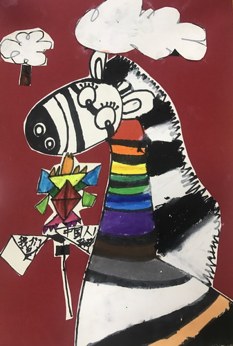 彩色斑马手绘画