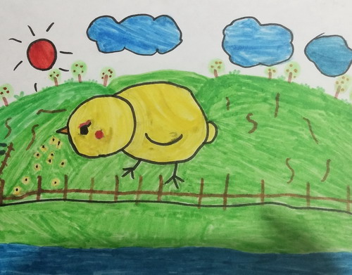 可爱的小鸡儿童绘画获奖