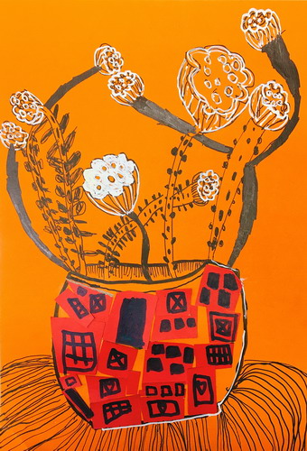 一捧莲蓬五年级绘画