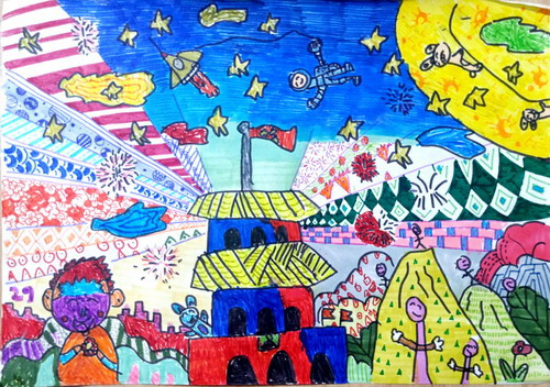 双节同庆绘画一等奖