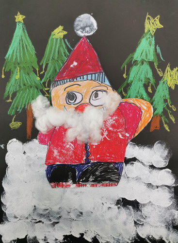 圣诞老人儿童绘画一等奖