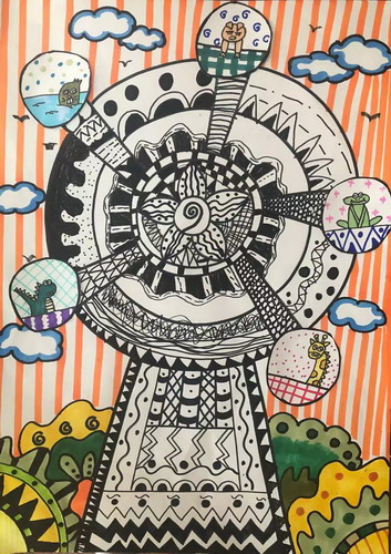 摩天轮绘画一等奖