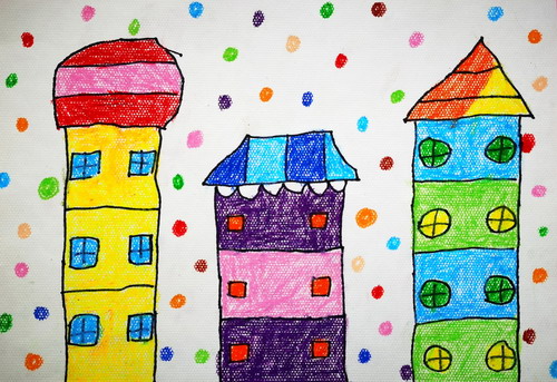 美丽的楼房手绘画简单好看