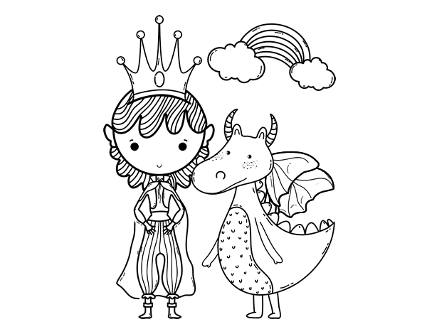 王子与龙简笔画图片