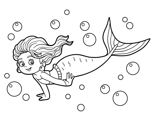 海里面的美人鱼简笔画图片