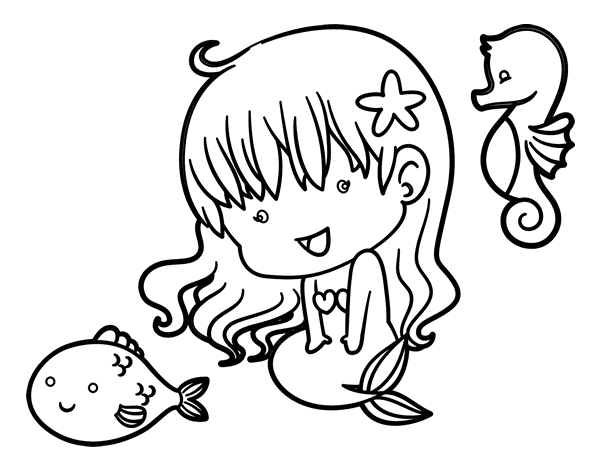 小美人鱼和她的朋友们的简笔画图片